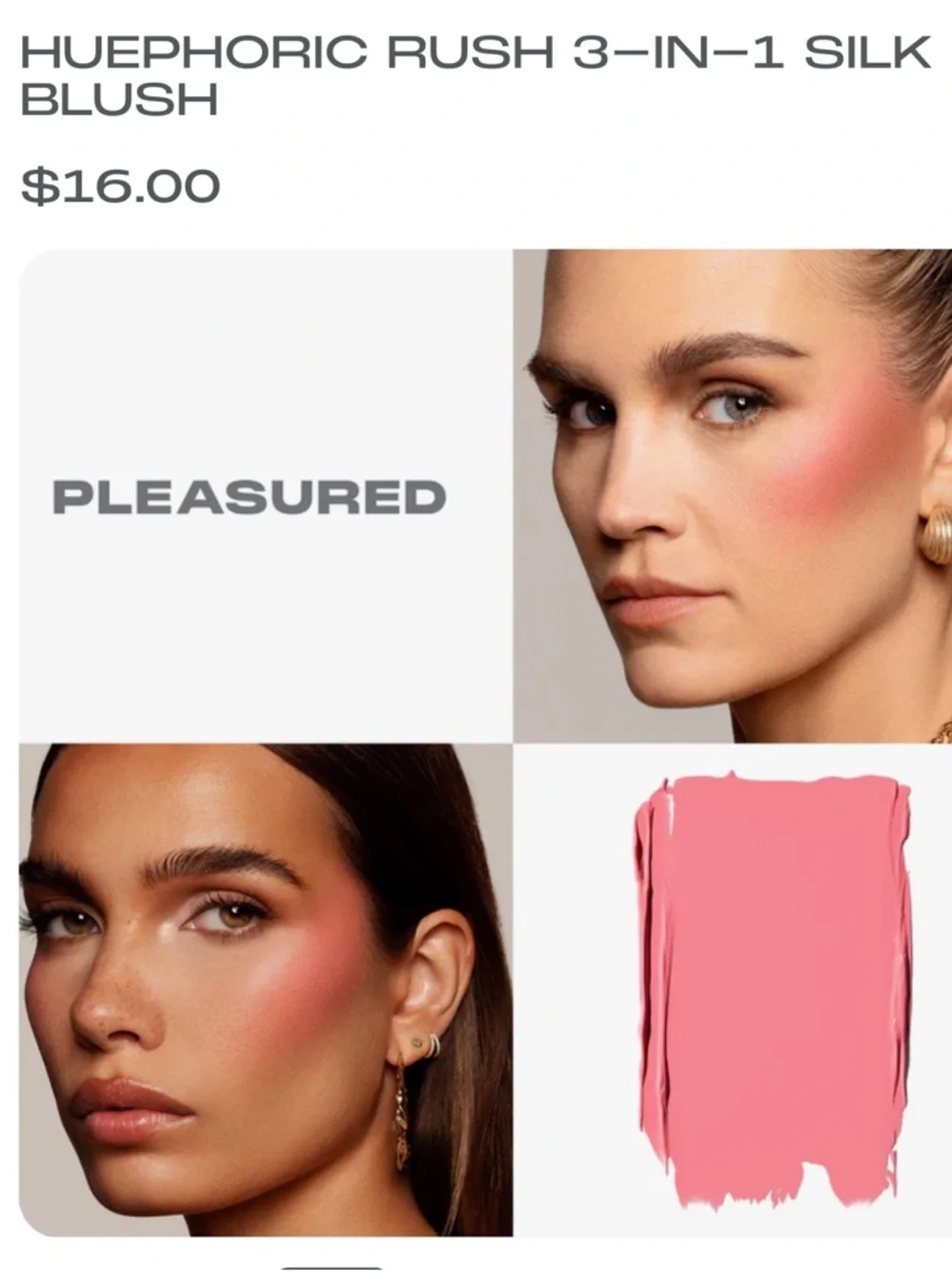 MORPHE Huephotic Rush 3-in-1 Silk Blush in Pleasured (Warm Pink) 0.28oz NIB $16